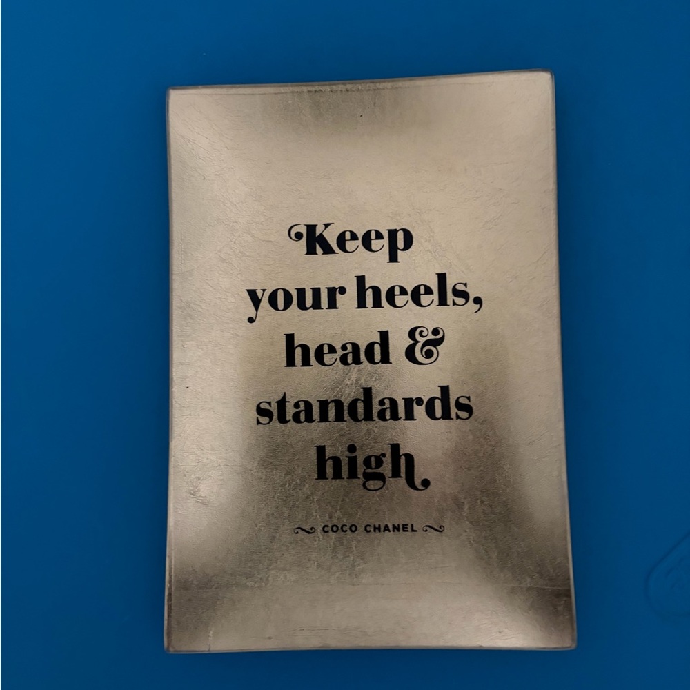 Coco Chanel Quote Trinket Dish - Gold with Black Text